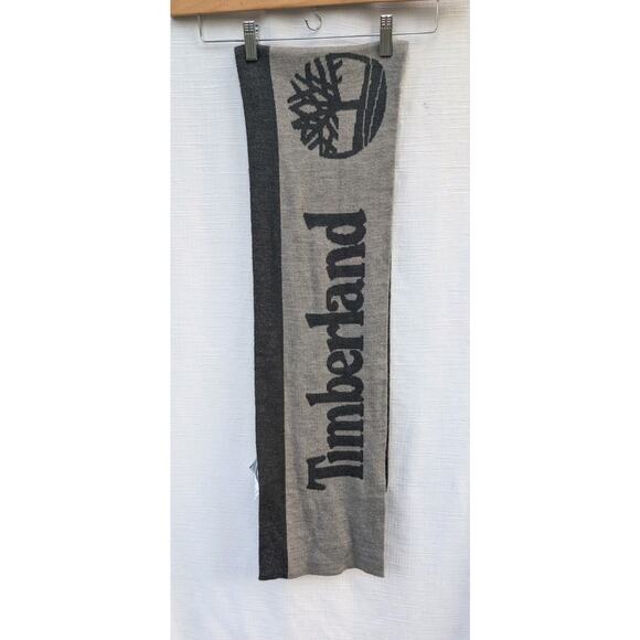 TIMBERLAND Two-Tone Gray REVERSIBLE LOGO Long Scarf Outdoors - Picture 4 of 6